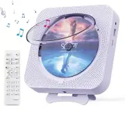 Portable CD Player w/Earphone Bluetooth Speaker Desktop FM Radio USB Purple