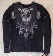 Affliction Thermal "OVER THE TOP" 2XL NWT Long Sleeve Shirt Black
