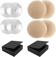 [GHAKKE] Go Braless! Seamless Cake Cover Bra Self-Adhesive Nipple Covers Ultra-Thin Invisible Bra Lifting Breathable Pasties (Color : Mid Skin)