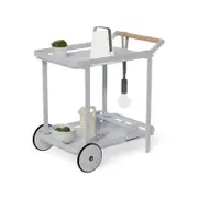 Imola Teak Bar Cart Drinks Trolley Matt Silver Grey