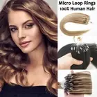 Micro Loop Ring Beads Tip Remy Real Human Hair Extensions Thick 100S/Pack 20''