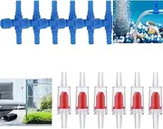 12pcs Aquarium Air Pump Accessories,4mm Aquarium Pump Protectors Fish Tank Accessories for Air Pump Line,Air Control Valve for 3/16" Tubing (6 Check valves+6 Control)