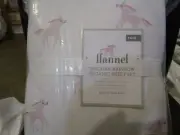 Pottery Barn Kids organic flannel Unicorn Rainbow sheet set twin New