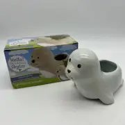 Ceramic Animal Planter Skylar the Seal New In Box Succulent Starter Pot