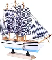 HOODANCOS 1Pc Retro Wooden Sailing Ship Model Nautical Boat Present for Home Bar Decor Vintage Sailboat Ornament for Office and Wood Sailboat Display