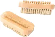 Healeved 5 Pcs Set of Wood Cleaning Brush Pig Mane Hand Wash Brush Long Handle Non-Slip Grip for Home Cleaning