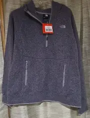 NWT The North Face Womens Purple/Grey Karlie 1/4 zip Hooded Pullover Size XL
