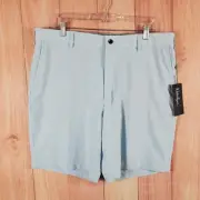 Walter Hagen Mens Golf Shorts 38 Soft Blue Micro Lines Performance Flat Front