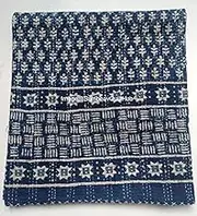 Blue Indigo Print Cotton Handmade Handblock Quilted Blanket Indian Cottodspread Kantha Indigo Print Beork Bohemian Bed Decor Block Throw Blanket Twin/King/Queen (Queen/King 90X108 inches)