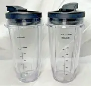 2 Ninja Replacement Blender Cups (24 Ounce Max Liquid) With Lid