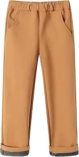 [Mud Kingdom] Boys Woven Pull On Chino Pants Fleece Lined Elastic Waist Uniform School