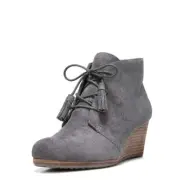 Dr. Scholl's Shoes Women's Dakota Boot, Dark Grey Microfiber Suede, 9 M US