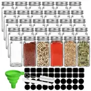 30 Pack Glass Spice Jars 4 oz with Labels, Empty Square Spice 4oz-30pack