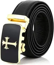 Mens Leather Belt, Adjustable Ratchet Dress Belts for Men with Automatic Belt Buckle, Trim to Fit, (3.5cm) Wide Fully Adjustable to Fit Any Waist Size up to 42''