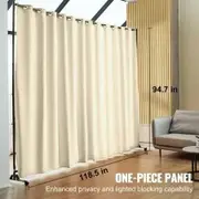 Room Divider, 8 ft x 10 ft(96×120inch) Portable Panel Room Divider with Wheels Curtain Divider Stand, Room Divider Privacy Screen for Office, Bedroom, Dining Room, Study, Beige