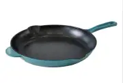 Blue 10in Fry Pan Enamel Cast Iron m13