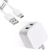 Dual USB Power Adapter 6ft Type C Cable for Samsung Galaxy S22 Ultra SM-S908U US