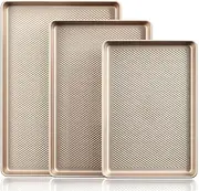 Baking Sheet Pans, Nonstick Oven Pan with Diamond Texture Pattern, Stainless Steel Baking Pan Sets for Baking, 12.7/14.717.7Inch, Heavy Duty and Non Toxic and Easy Clean Baking Tray