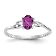 Solid 14k White Gold Rhodolite Simulated Garnet Birthstone Ring