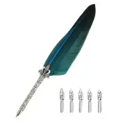 25cm/9.8" Calligraphy Feather Quill Pen for Calligraphy, Blue Gradient
