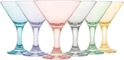Set of 6 Coloured Martini Glasses 6.4oz / 190ml Cocktail Espresso Martini Margarita Prosecco Champagne Glasses Long Stem
