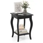 Square Corner Table Side Table w/ Storage Displat Shelf Nightstand Living Room