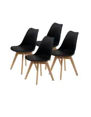 [La Bella] Retro Dining Cafe Chair 4 Set in Black