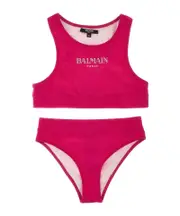 Balmain Kids Logo Printed Two-Piece Bikini 12,4Y,6,14Y Red