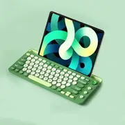 ANYMOB Bluetooth Keyboard Green Mult-Device Wireless Rechargeable Keyboard With Holder