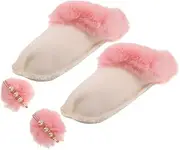 [DRESSOOS] 1 Pair Thin Insole Shoes Liner Shoe Liner Removable Warm Sandals Lining Slippers Lining Sock Soft Plush Thermal Replacement Insoles with 2pcs Pompom Pink Size 38-39