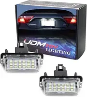 iJDMTOY OEM-Fit 3W Full LED License Plate Light Kit Compatible With Toyota Camry Highlander Prius C Avalon Yaris, Powered by 18-SMD Xenon White LED