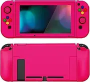 PlayVital ZealProtect Soft Protective Case for Nintendo Switch, Flexible Joycon Cover Slim Cover for Nintendo Switch with Screen Protector & Thumb Grips & Direction Button Caps - Bright Pink