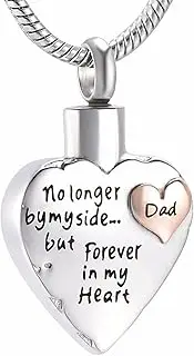 DOTUIARG No Longer by My Side But Forever in My Heart Family Member Love Heart Cremation Pendant Ashes Urn for Human Memorial Jewelry