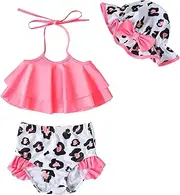 [Sanpersonlin] Baby Girl Summer Swimsuit with Hat Toddler Girls Bikini Sets Infant Bathing Suit Beach Outfits