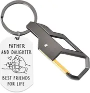 [Kefley] Dad Keychain for Fathers Day Presents for Daddy Father and Daughter Best Friends for Life Carabiner Keychain Clip for Men Papa Dads Birthday Christmas X-mas Gifts from Daughter