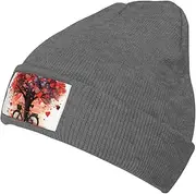 [BTCOWZRV] Heart Tree Bicycle Print Beanie Hat Winter Casual Knitted Hat Soft Warm Skull Cap for Women Men Gifts Travel