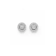 9ct White Gold Diamond Cluster Frame Stud Earrings