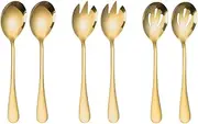 [ARFUKA] Salad Servers Stainless Steel Salad Serving Set Salad Spoon and Fork Set Kitchen Cooking Utensil Cutlery Gifts Gold, Set of 6