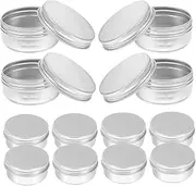 PLAFOPE Metal Tins Lids Aluminum Containers 18pcs for Spices Candies Cosmetics Storage Sample Containers