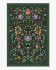 200' x 290' | Machine Washable Runner Rug | Kid & Pet Friendly | Indoor Rug | Iris Apfel Protea Forest Green Tufted Rug | Ruggable