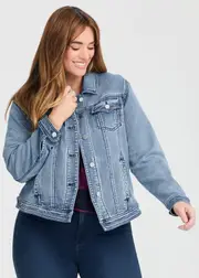 [Virtuelle] Taking Shape The Everyday Denim Jacket Size 12 in Eden Blue Denim - Plus Size Women's Clothing Eden Blue Denim