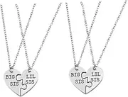 [WRITWAA] 4 Pcs Graduation Jewelry Couples Necklace Sister Necklace for 2 Iron on Patches Heart Pendant Heart Pendant Charm Clavicle Chain for Sisters Lovers Heart-shaped Friendship
