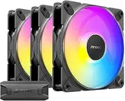 Antec Tranquil 120 ARGB, 120mm x 25mm Case Fans, ARGB PWM Fans, 2000RPM, 64.02CFM, 2.45mmH₂O, 4 Pin PWM & 3 Pin LED Connector, 120mm Fan, Tranquil ARGB Series 3 Packs