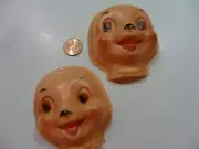 Vintage Celluloid Half Head Bear Faces- Set of 2