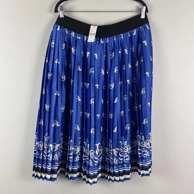 Lane Bryant Pleated Skirt Size 20 Blue Pull On Printed
