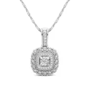 Bevilles Miracle Halo Necklace with 0.16ct of Diamonds in Sterling Silver