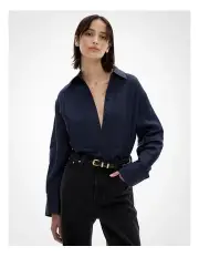 [Witchery] Stitch Detail Longline Shirt in Ink