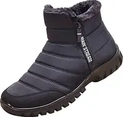 [GILKUO] Men's Winter Snow Boots Fur Lining Warm Boots with Zip