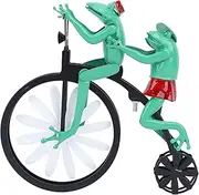 gernie Vintage Cycling Frog Wind Spinner, Iron Alloy Garden Ornament, Black