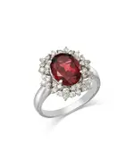 Bloomingdale's Fine Collection Garnet & Diamond Flower Halo Ring in 14K White Gold